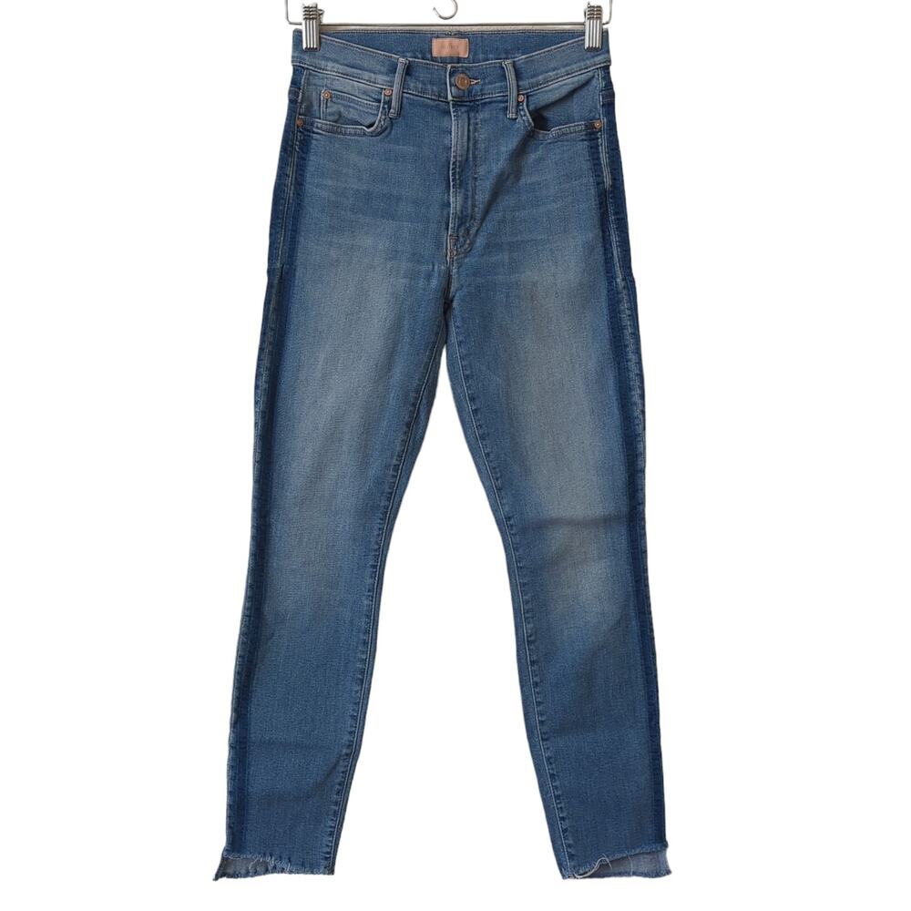 MOTHER Denim Jeans Size 27 Stunner Zip Ankle Step Fray Light Kitty Racer‎ Stripe